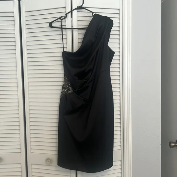 eliza j one shoulder black dress Eliza J Women's One-Shoulder Ruched Gown - Black